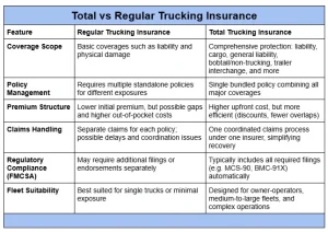 Regular vs Total Trucking Insurance